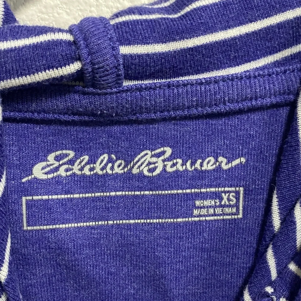 Eddie Bauer Striped Sleeve Lightweight Hoodie Purple Indigo‎ Blue XS - Picture 2 of 9